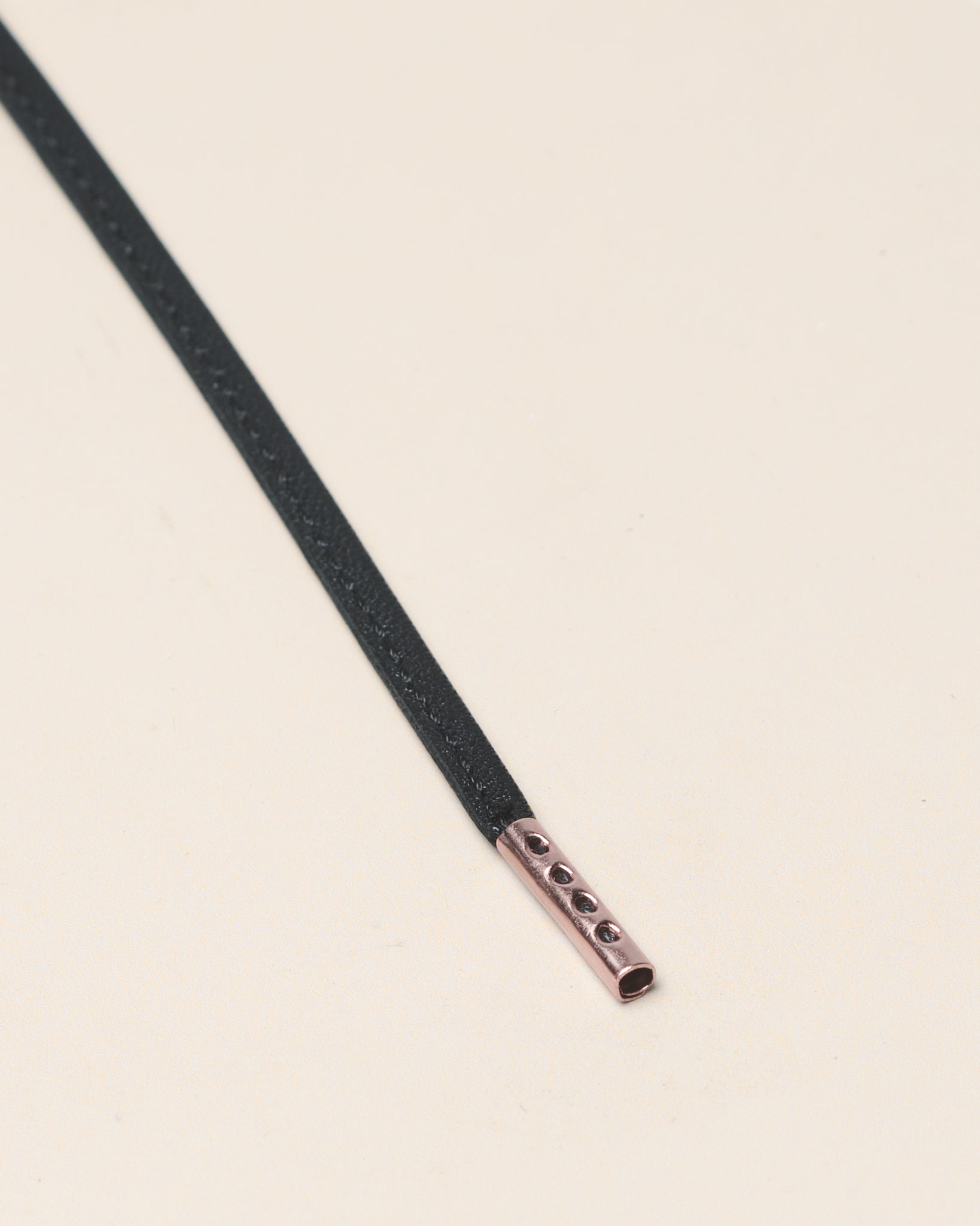 Schwarz - 4mm Genähte Lederschnürsenkel