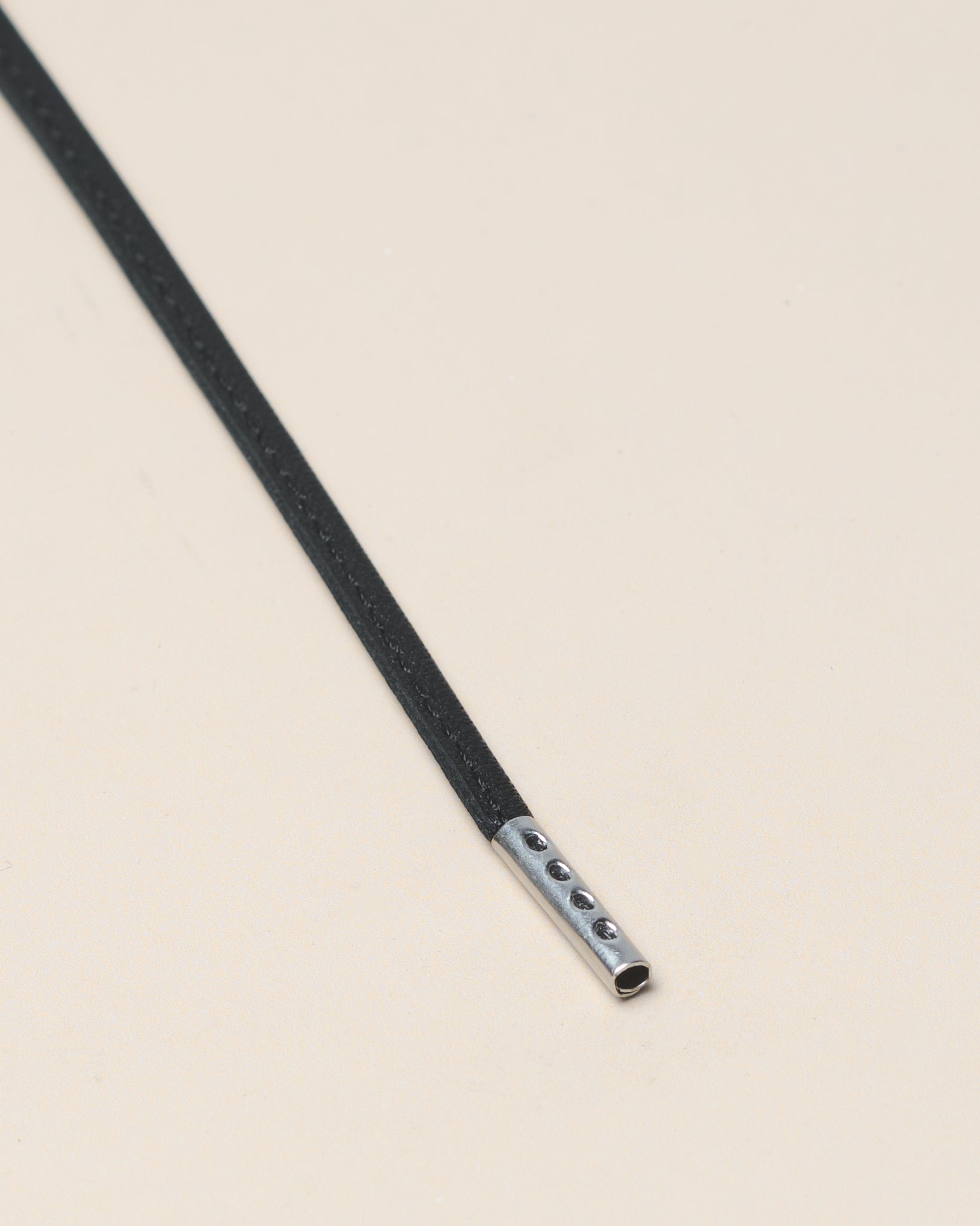 Schwarz - 4mm Genähte Lederschnürsenkel