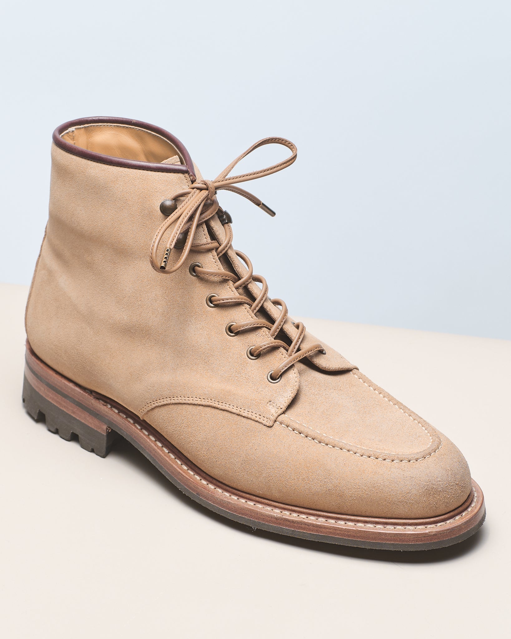 Cognac - 4mm Genähte Lederschnürsenkel