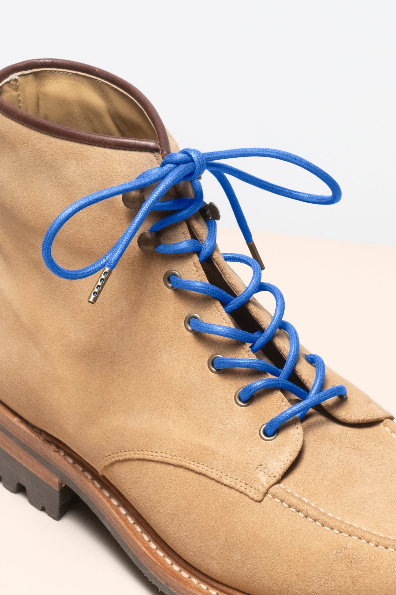 Saphirblau - 4mm Runde gewachste Schnürsenkel für Stiefel und Schuhe aus 100% Bio-Baumwolle - Senkels