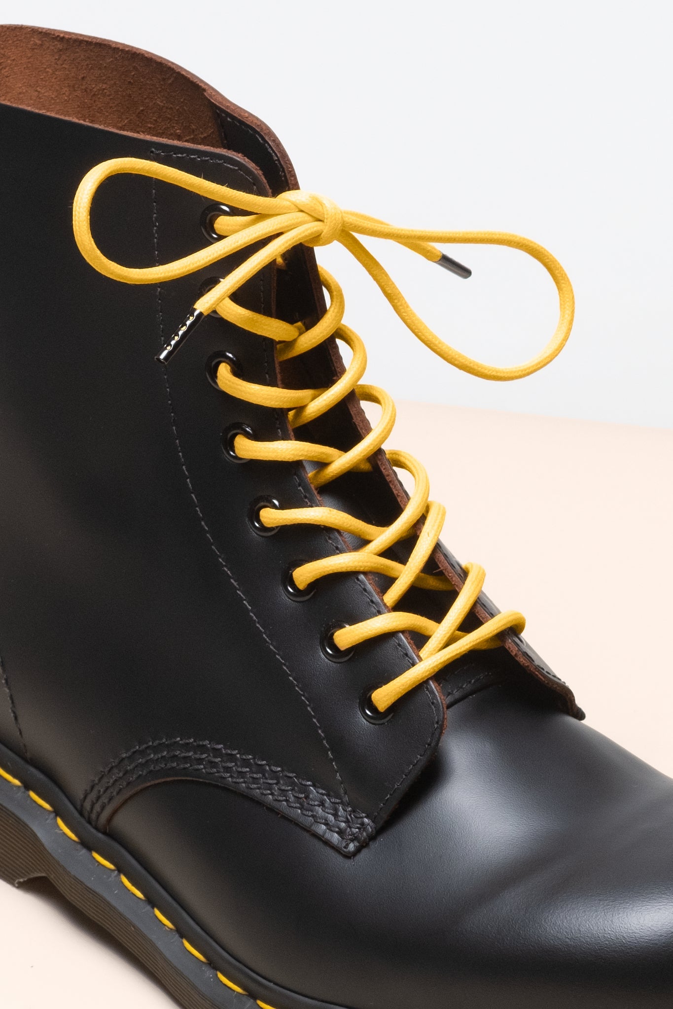 Gelb - 4mm Runde gewachste Schnürsenkel für Stiefel und Schuhe aus 100% Bio-Baumwolle - Senkels