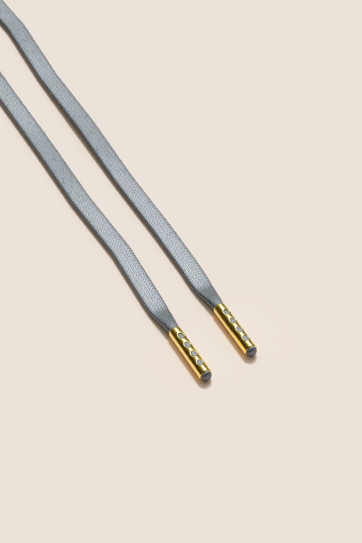 Senkels Aluminium Grey 3mm Flat Waxed Shoelaces with Gold Aglets