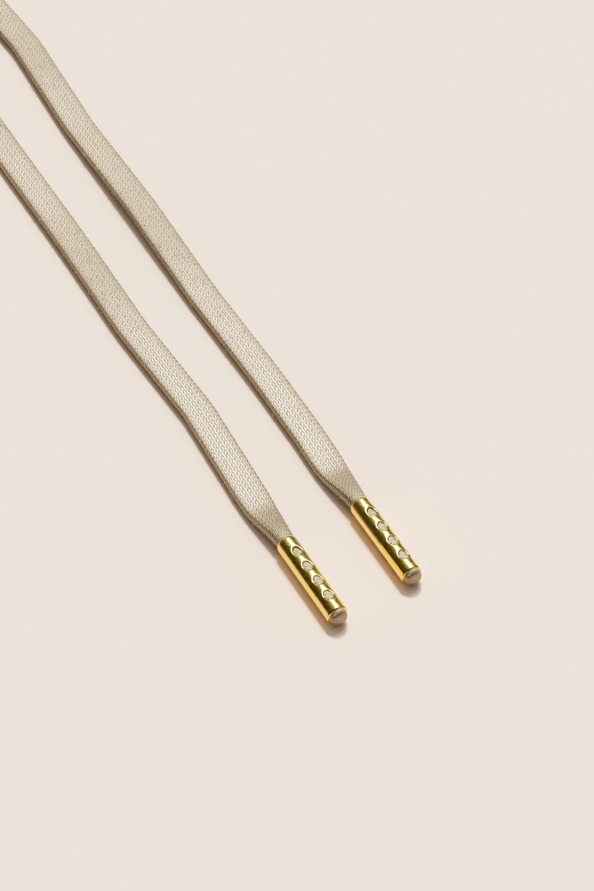 Senkels Bone White 3mm Flat Waxed Shoelaces with Gold Aglets