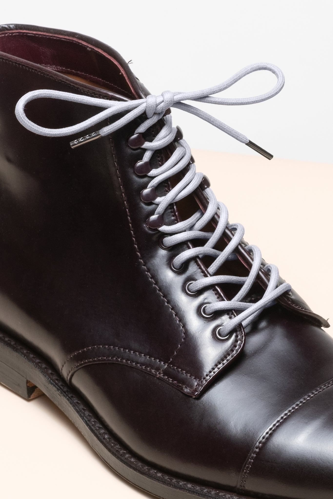 Aluminium Grau - 4mm Runde gewachste Schnürsenkel für Stiefel und Schuhe aus 100% Bio-Baumwolle - Senkels
