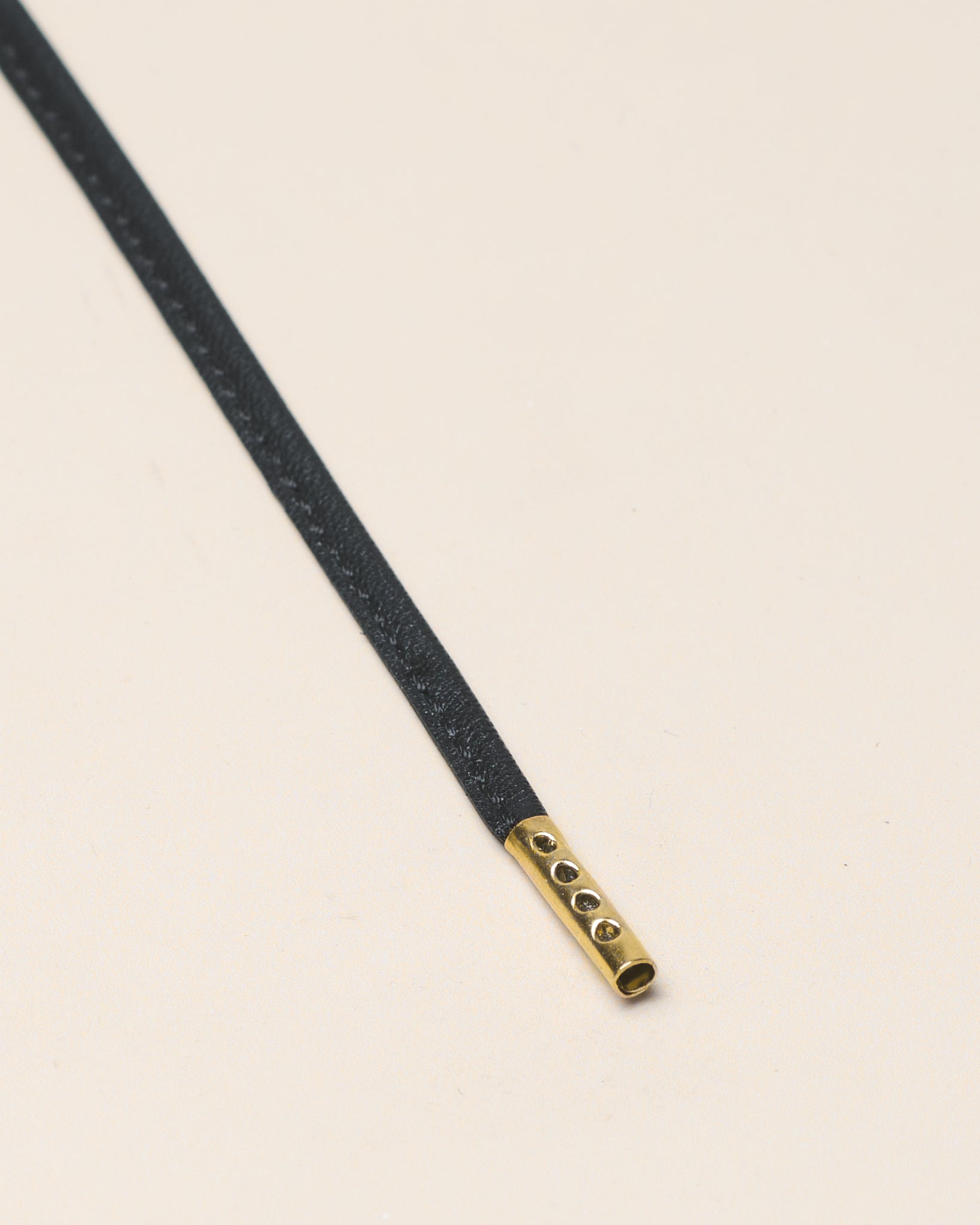 Schwarz - 4mm Genähte Lederschnürsenkel