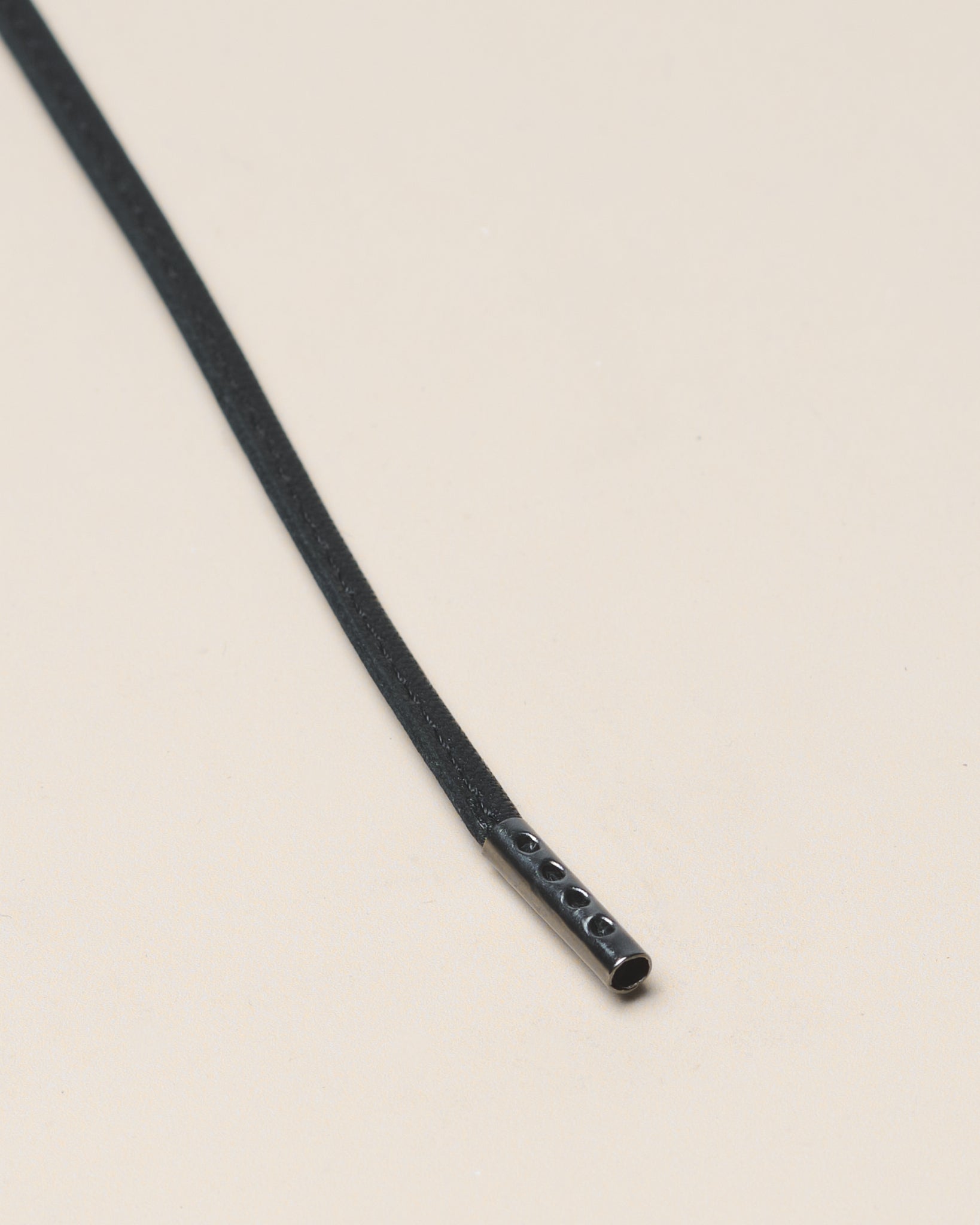 Schwarz - 4mm Genähte Lederschnürsenkel