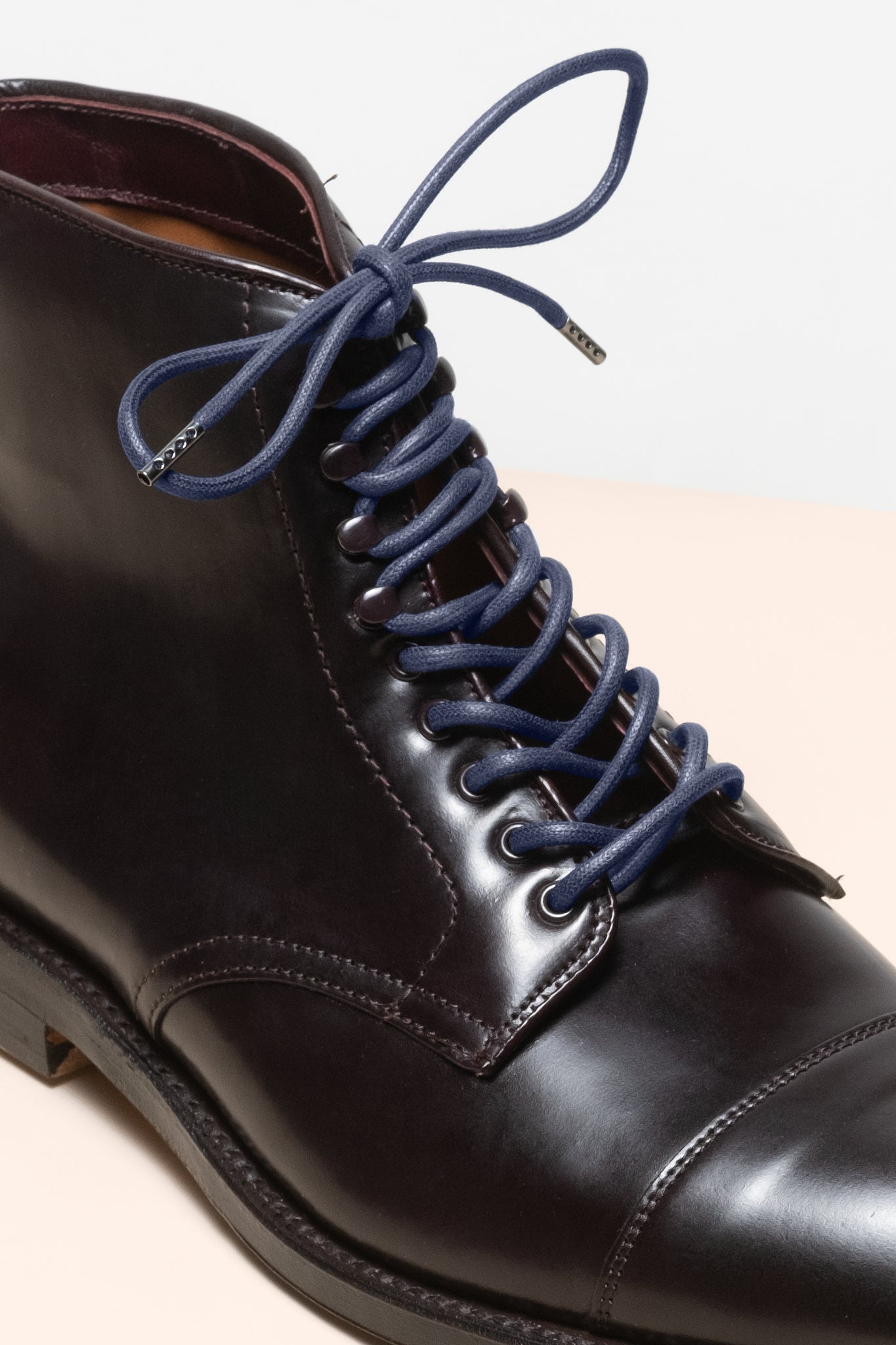 Dunkelblau - 4mm Runde gewachste Schnürsenkel für Stiefel und Schuhe aus 100% Bio-Baumwolle - Senkels