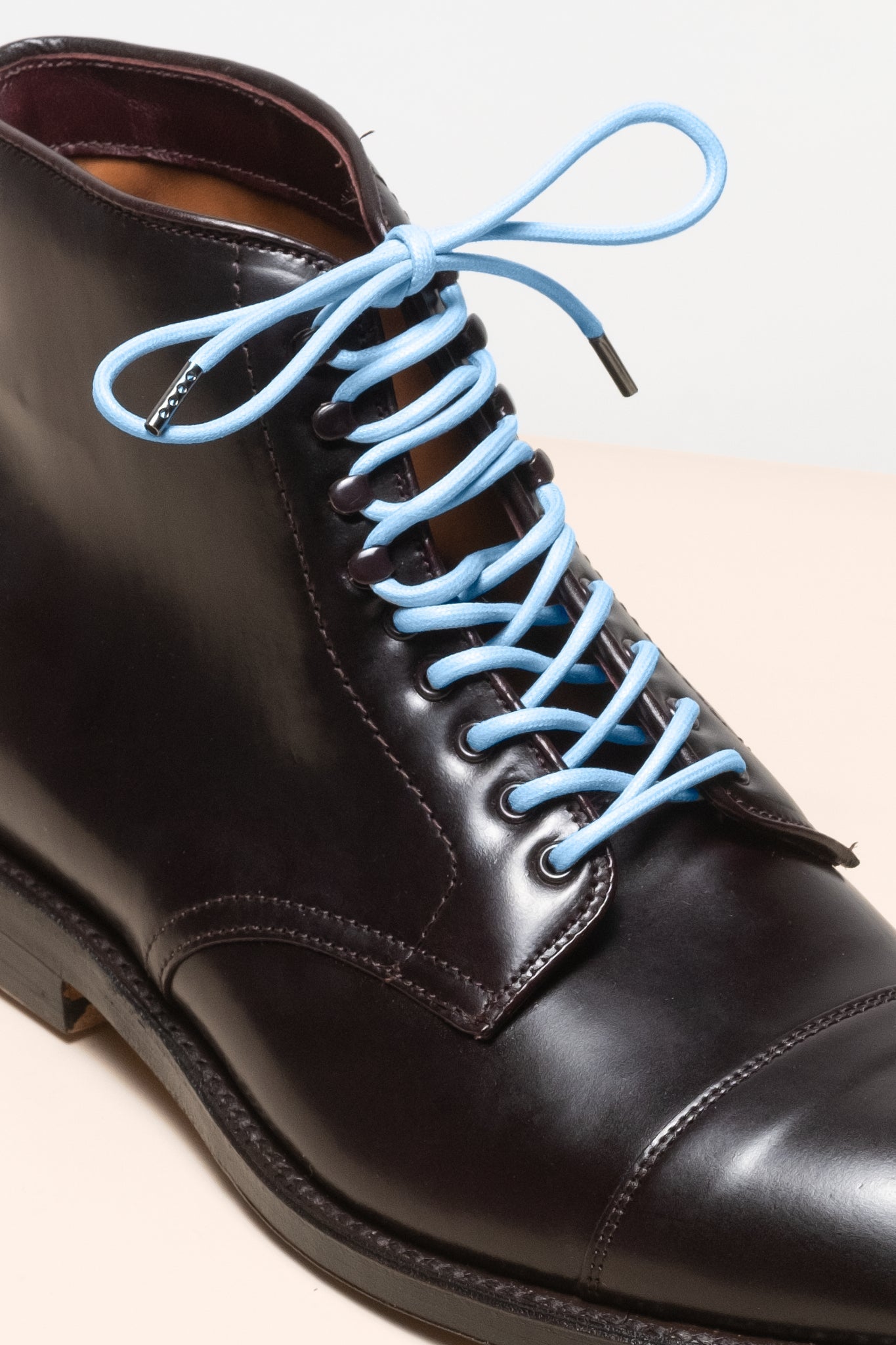 Hellblau - 4mm Runde gewachste Schnürsenkel für Stiefel und Schuhe aus 100% Bio-Baumwolle - Senkels