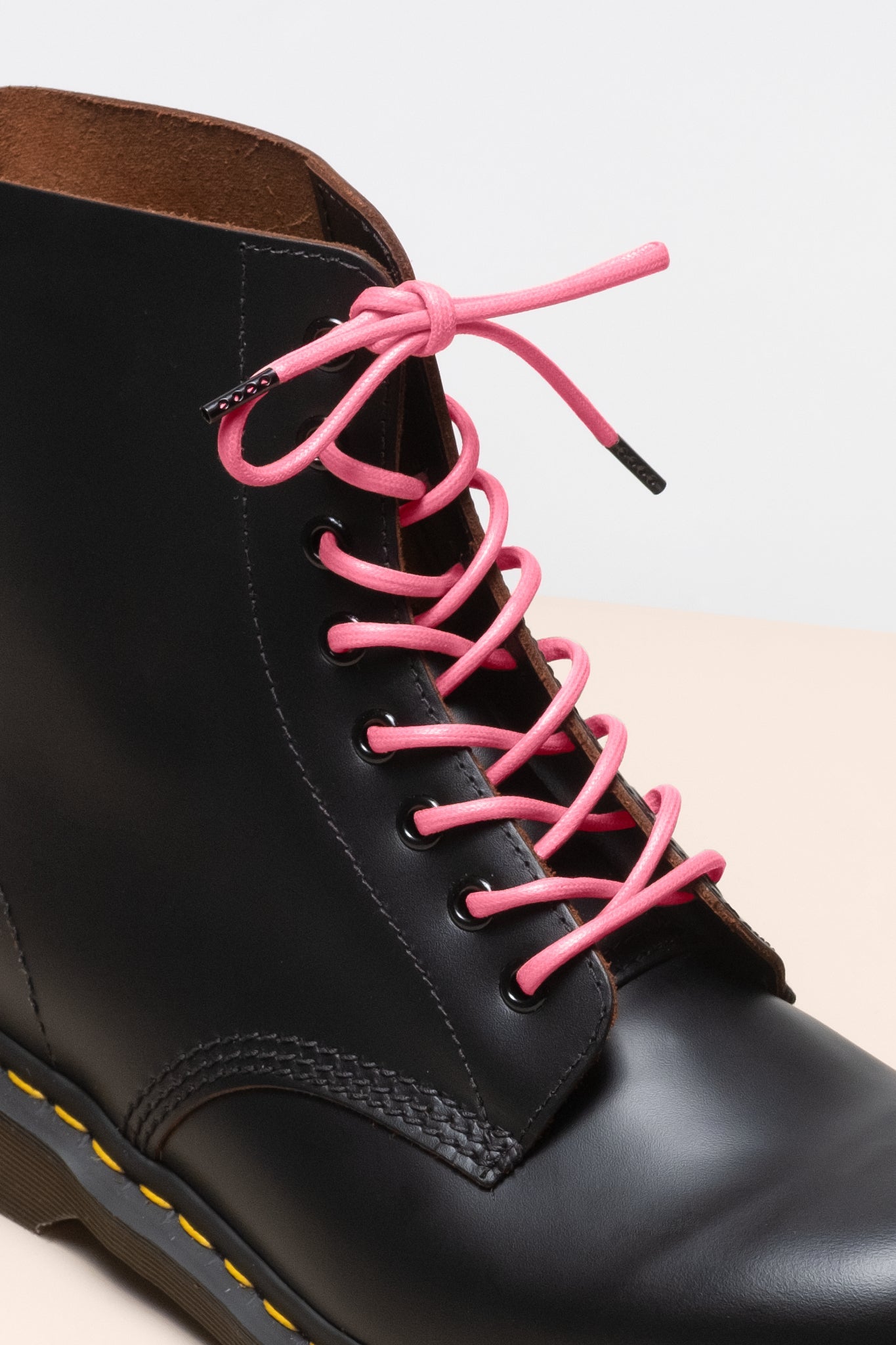 Pink - 4mm Runde gewachste Schnürsenkel für Stiefel und Schuhe aus 100% Bio-Baumwolle - Senkels