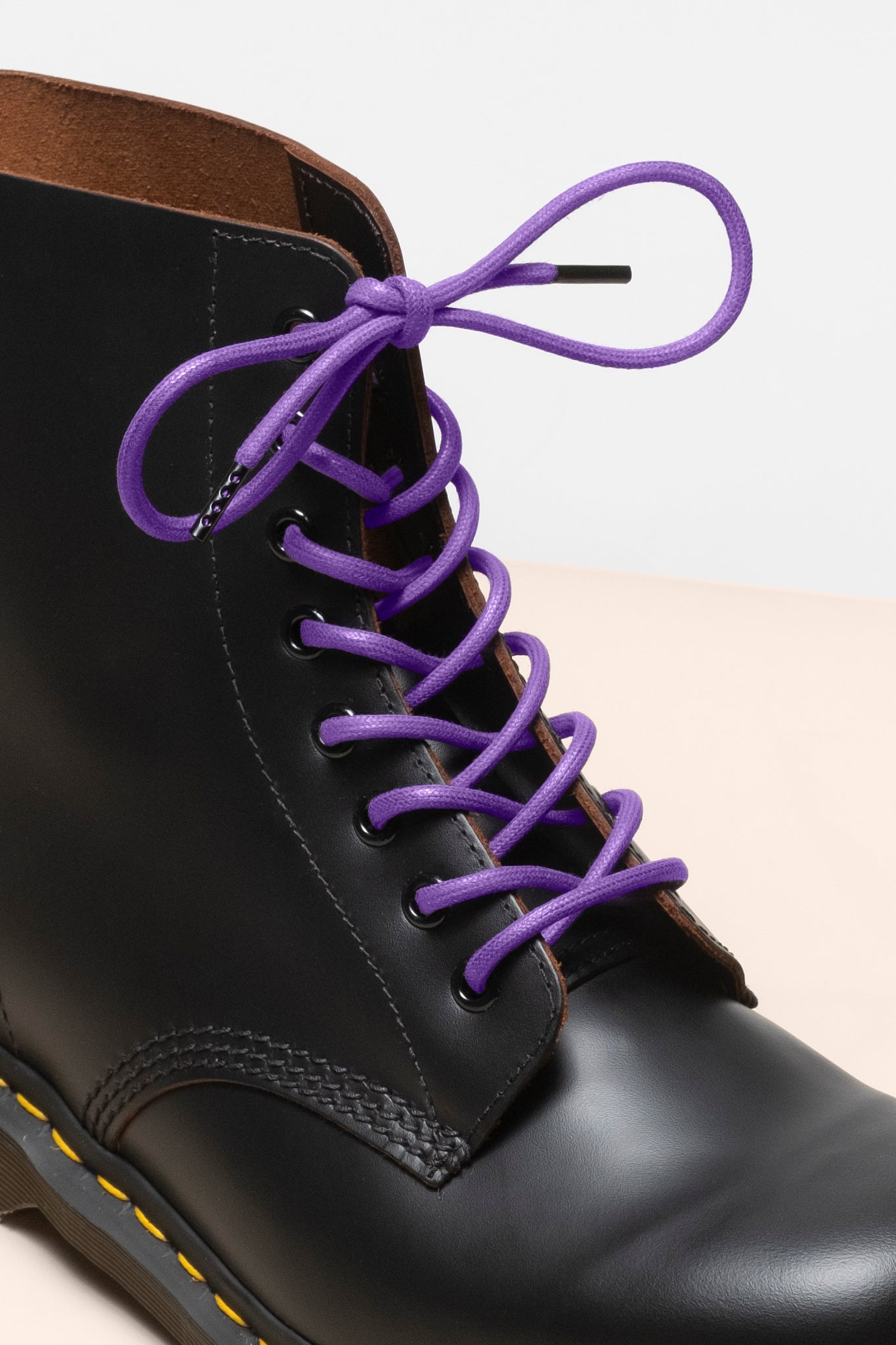 Lila - 4mm Runde gewachste Schnürsenkel für Stiefel und Schuhe aus 100% Bio-Baumwolle - Senkels